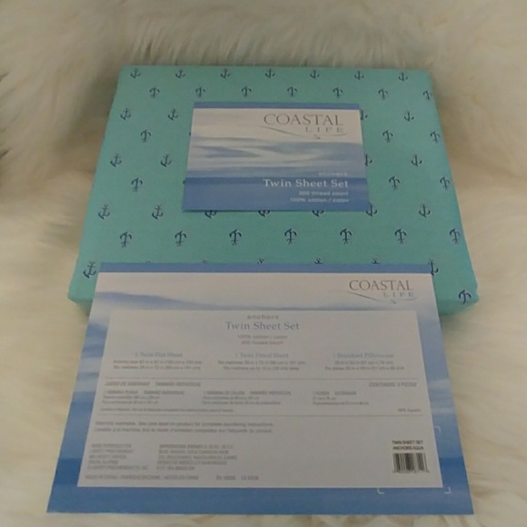 Coastal Life Aqua Twin Anchor Sheet Set - Picture 6 of 8